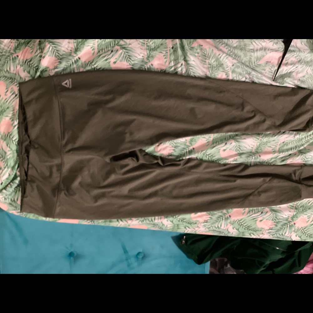 Olive green large cuffed Reebok leggings